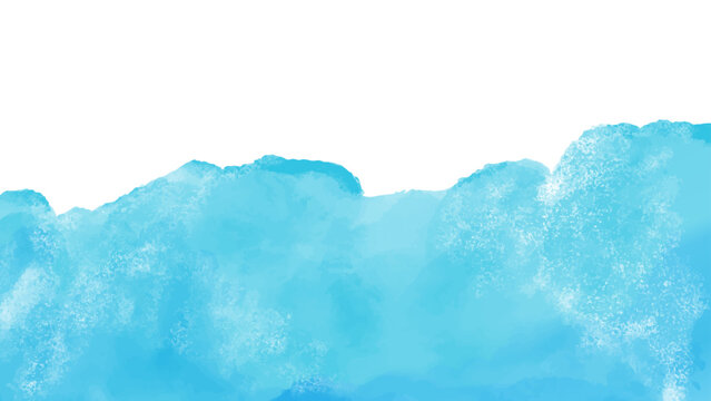 手描き、ブルーの抽象的な水彩背景フレームテンプレート　透過背景　ベクターイラスト　テクスチャ　青　広告　ポスター