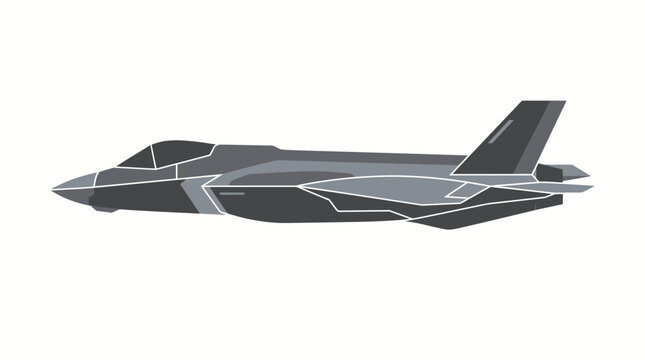 Modern stealth fighter jet aircraft in side view profile