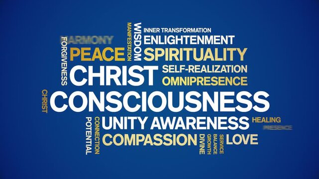 Christ Consciousness animated word cloud-text design animation tag kinetic typography seamless loop.