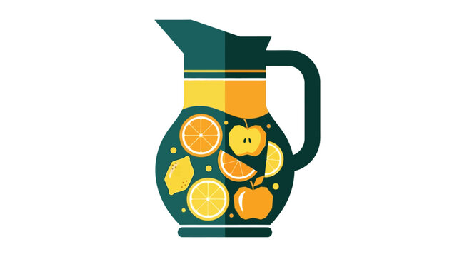 Colorful citrus infused water pitcher illustration graphic design.