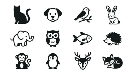 Fototapeta premium Blackline Animal Silhouette Collection.