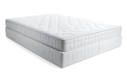 Fototapeta premium Comfortable White Mattress and Box Spring Set on White Background.