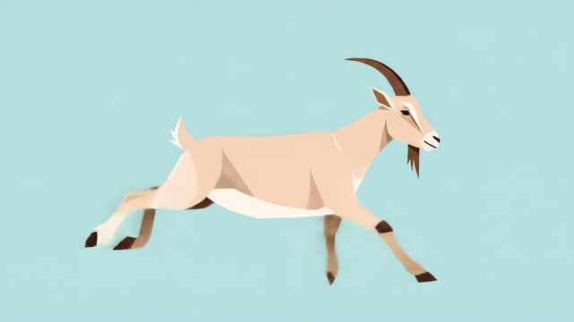 Animated Mountain Goat Running in a Seamless Loop.