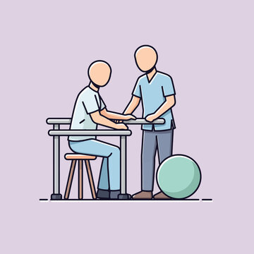 Therapist assisting patient with mobility exercises using parallel bars
