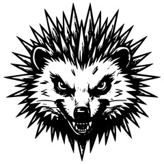 monochrome vector illustration of animal head ideal for coloring page and esport logo © Alex