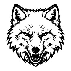 monochrome vector illustration of animal head ideal for coloring page and esport logo © Alex