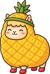 Naklejka premium Cute Pineapple Alpaca
