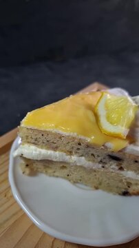 Tasty Lemon and Blueberry Cake Vertical Footage
