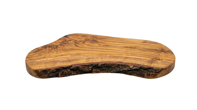 Rustic olive wood cutting board isolated on transparent background png
