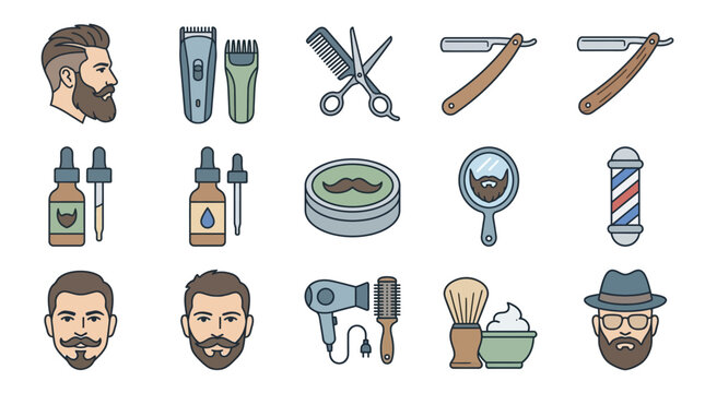 Barber tools and grooming products in a stylish layout