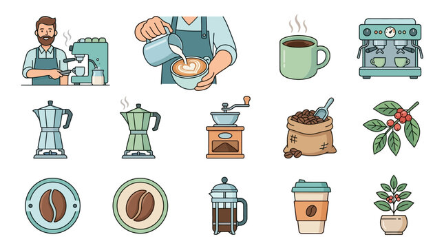 Barista crafting latte art in a cozy caf? setting