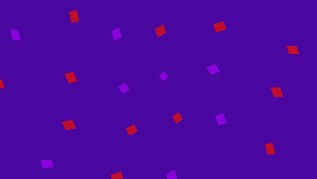Scattered red and purple diamond shapes creating a vibrant abstract pattern against a solid purple background