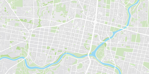Detailed City Map Illustration Pale Green And Blue Tones On White Background aerial view architecture © Tapas