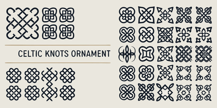 Celtic Knots Ornament Collection Black Vector Illustration On Neutral Background knot design artwork knotwork interlace