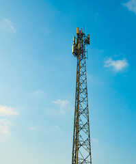Obraz premium Communication telephone signal tower cell digital internet technology global concention mobile phone telecomunication data business industrial.