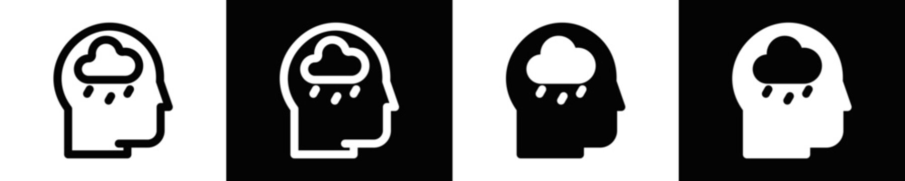 Depression Test Icon Set White And Black Background Style
