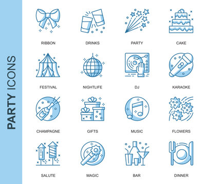 Customer Service and Support Thin Line Business Icons