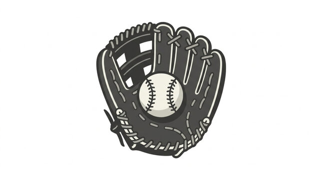 Baseball Glove and Ball Illustration.