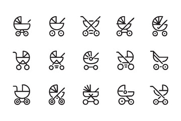 Obraz premium Lightweight Baby Stroller Vector Symbols for Family and Travel