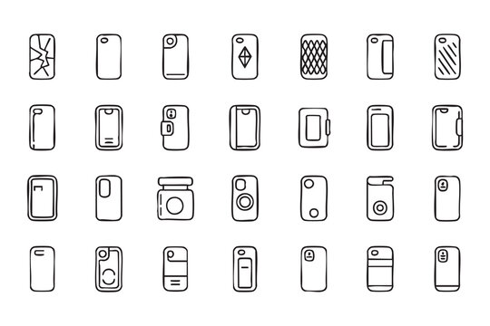 Protective Smartphone Accessories and Shockproof Case Line Symbols