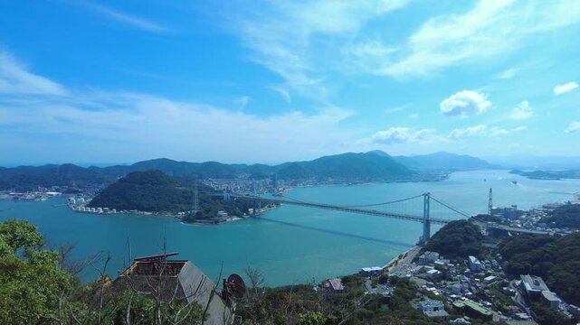 火の山公園から見える関門海峡周辺の風景  4K