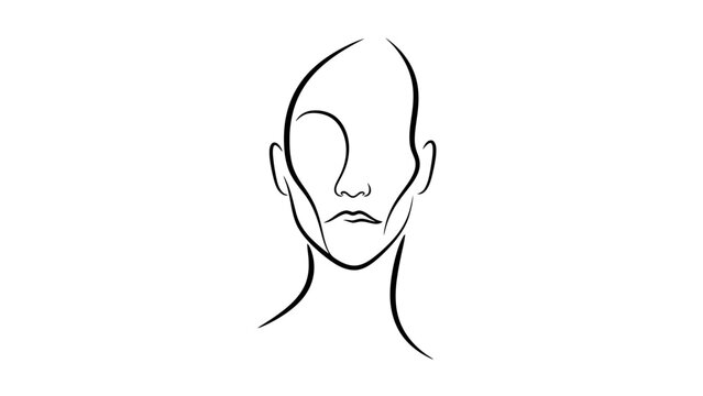 Minimalist abstract line art of a faceless human head, elegant and modern.