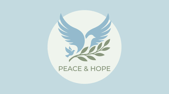 Peace and Hope Emblem with Dove and Olive Branch symbolizing goodwill and tranquility