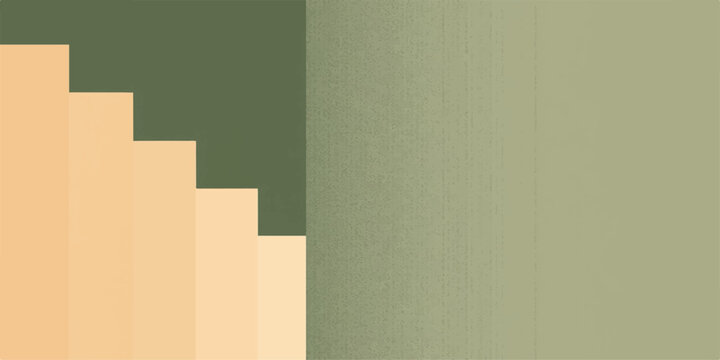 Minimalist Geometric Staircase Pattern in Sage Green and Beige Tones