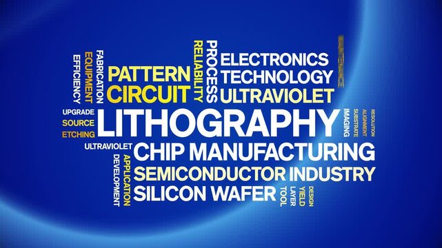 Lithography animated word cloud-text design animation tag kinetic typography seamless loop.
