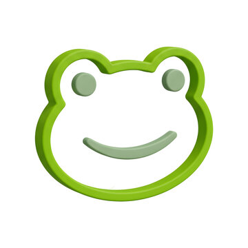 3D render of a cute green frog face icon