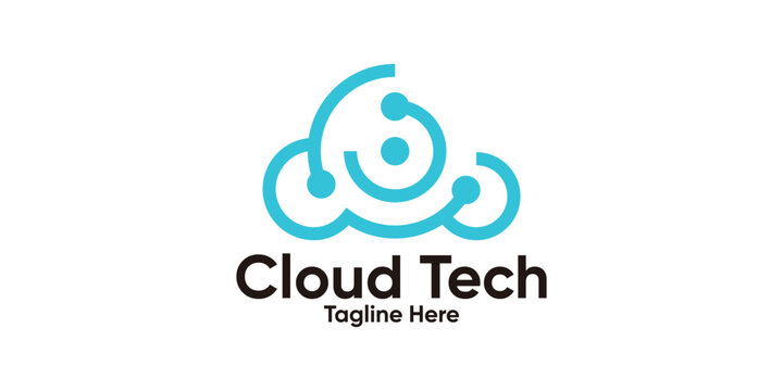 logo design cloud tech, design vector technology connected