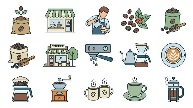 Coffee preparation and brewing process in caf?