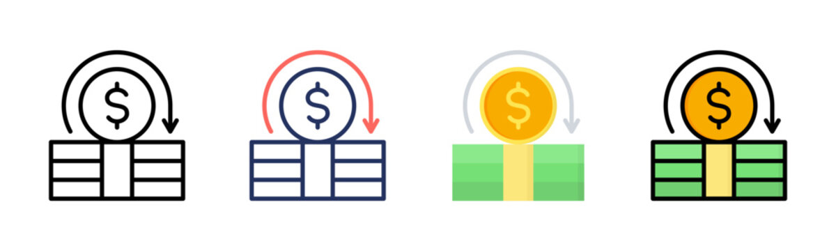 Devaluation icon set multiple style collection