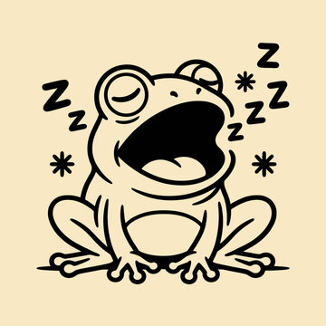 Sleeping Frog Cartoon Character Sitting.
