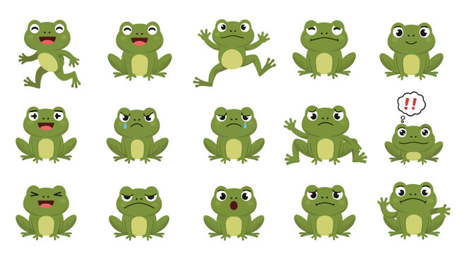 Collection of cartoon frogs.