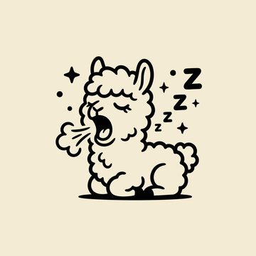 Sleepy Llama Yawns Open Mouth.