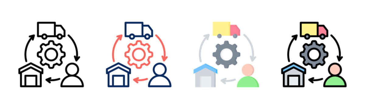 Supply Chain Optimization icon set multiple style collection
