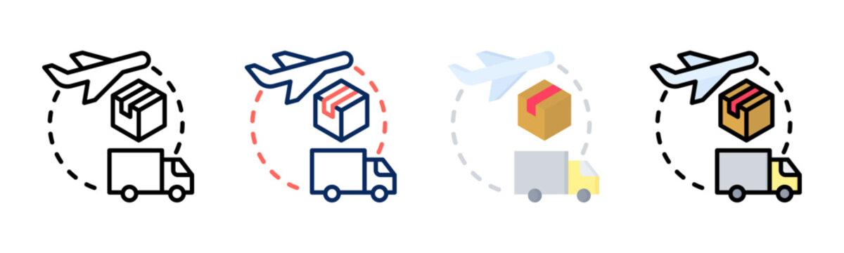 Freight icon set multiple style collection