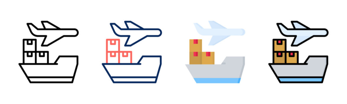 Freight icon set multiple style collection