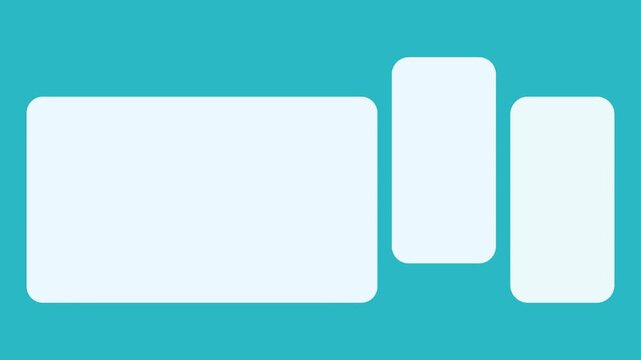 Abstract background with three blank rounded rectangular frames for text or images on a blue gradient backdrop