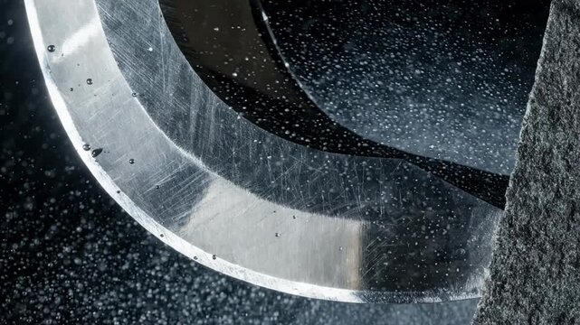 Detailed footage showing the hollowground bevel profile capturing the concave shape and depth of the grind with clear emphasis on surface texture and blade geometry.