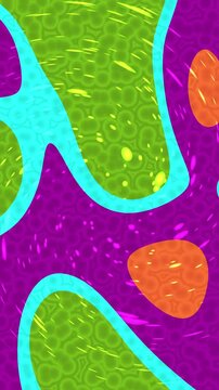 Abstract background with vibrant fluid shapes and textured organic patterns in bright neon colors.