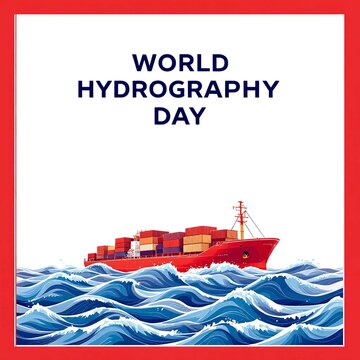 Cargo Ship Navigating Ocean Waves for World Hydrography Day Celebration