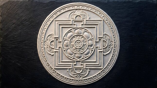 Mandala Pattern in Sand Flat Lay