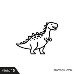 Cute Dinosaur Icon - Simple Line Art Illustration © maftukhin