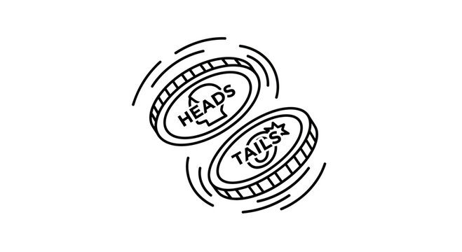 Coin Toss Heads Tails Decision Making Concept Illustration