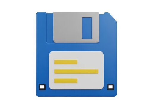 Flat design floppy disk icon with three highlighted files isolated on white background