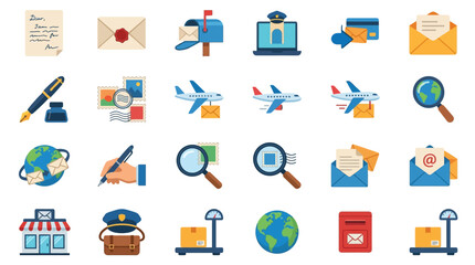 Colorful icons representing communication and travel themes © Adam