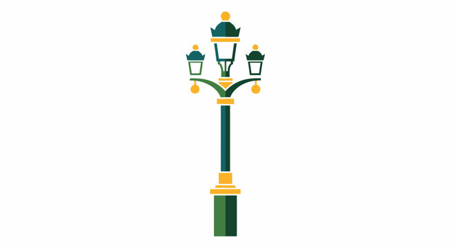 Decorative vintage triple street lamp illustration design.