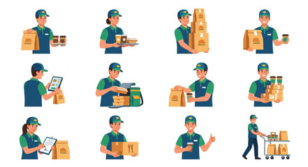 Fototapeta premium Delivery Workers Handling Packages Daily.